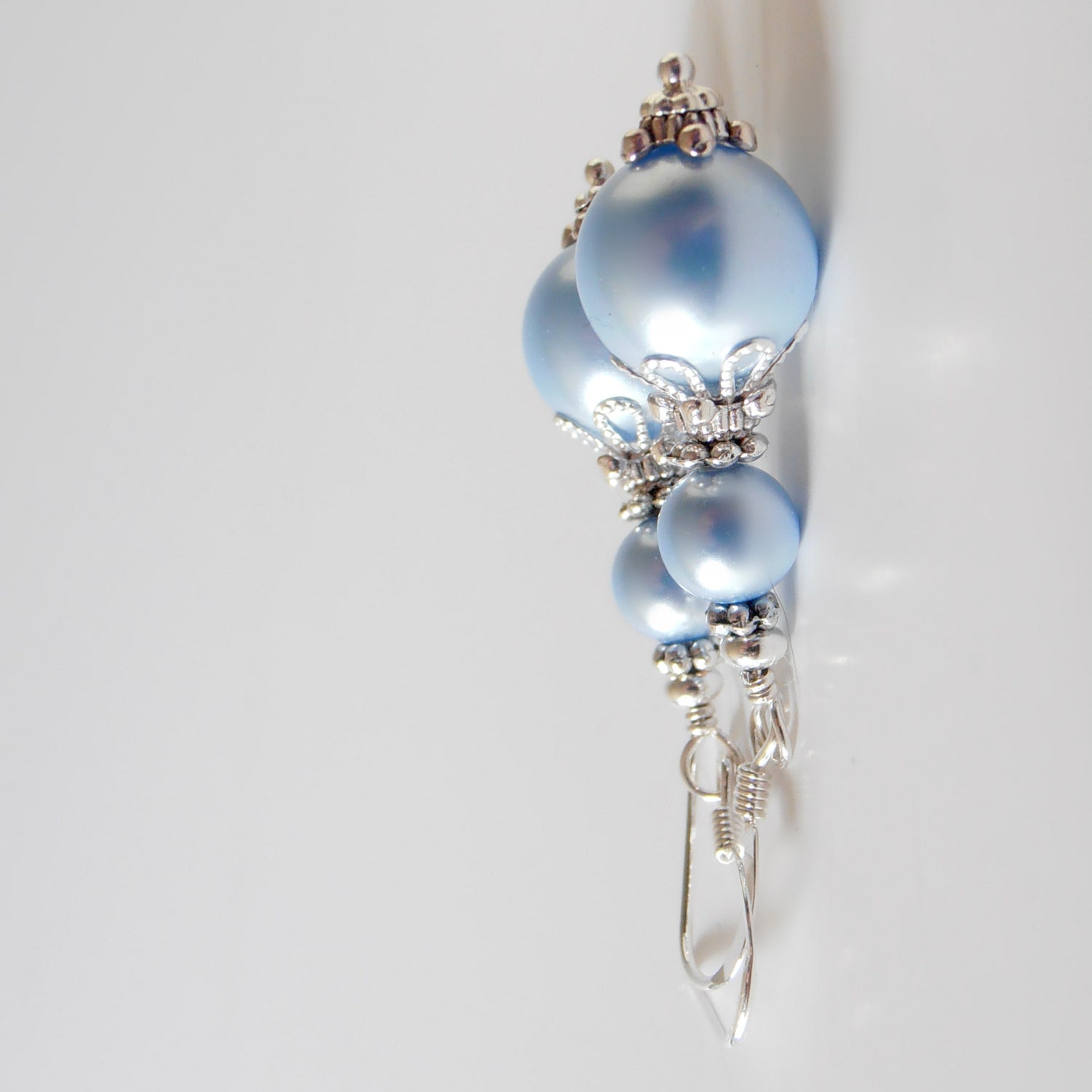 Light Blue Pearl Earrings Bridesmaid Earrings Something Blue