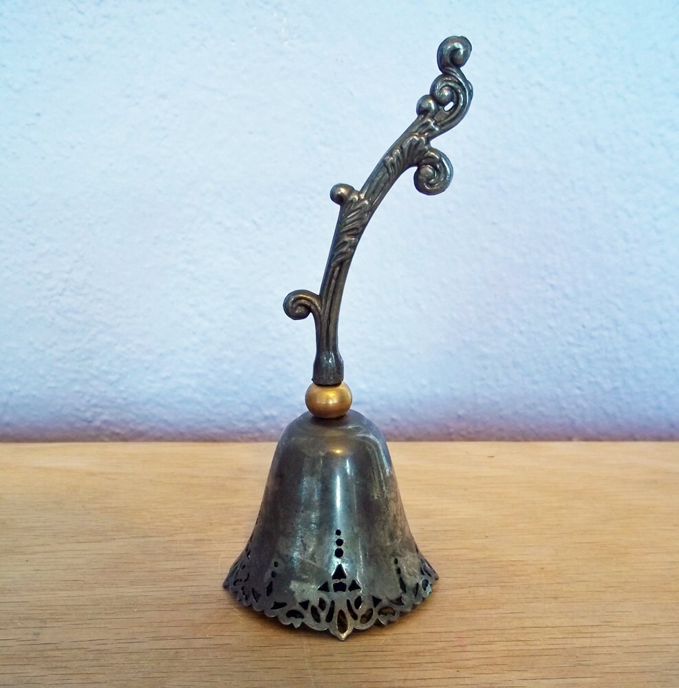 Vintage Art Nouveau Silver Plate Dinner Bell Victorian