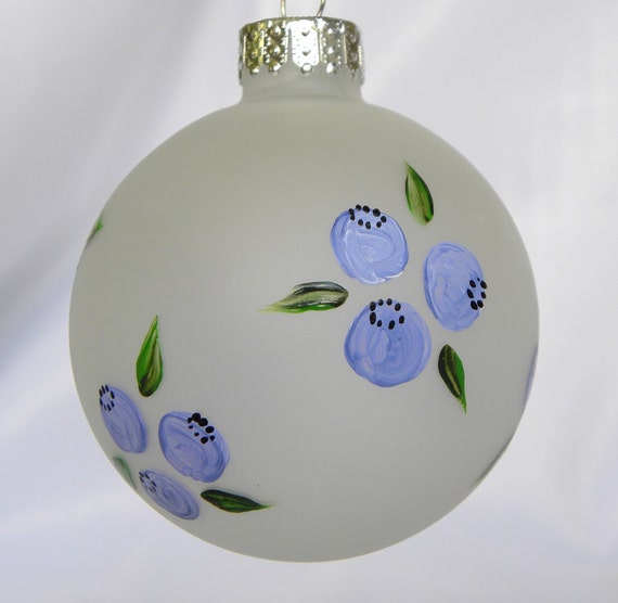 Blueberry Christmas Ornament Frosted Glass Hand Painted