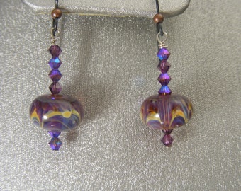 Boro Lampwork Earrings with Swarovski Crystals (ES10)