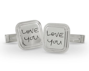 Custom Handwriting Cuff Links - Signature Cuff Links - Silver Cuff Links - Personalized Cuff Links - Custom Memorial Gift - up to 10 letters