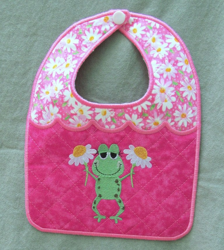 Machine Embroidery DesignITHBaby BibGirl Frog Holding