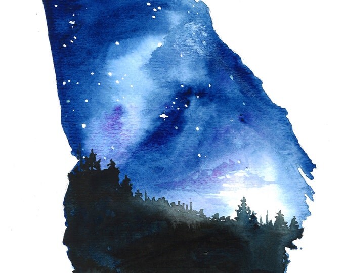 Starry Sky for Brandon, print from original watercolor by Jessica Durrant