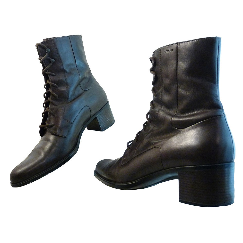 Ankle Boots Lace Up Classic Dark Chocolate Brown Leather