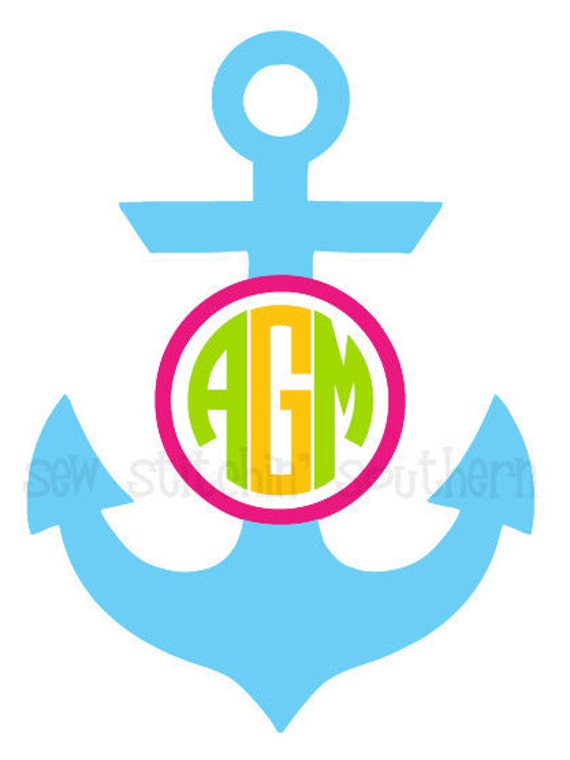 Download Items similar to Cut file Anchor Monogram Frame .DXF/.SVG ...