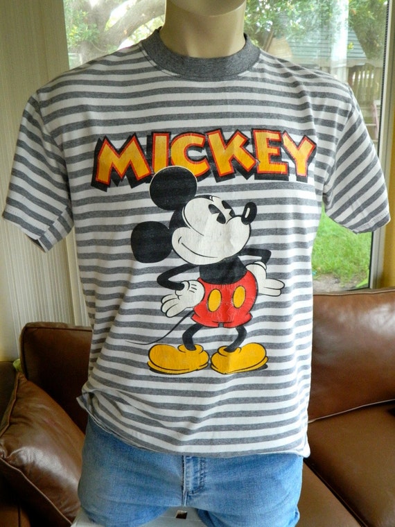 1980s vintage Mickey Mouse Disney striped shirt tee size