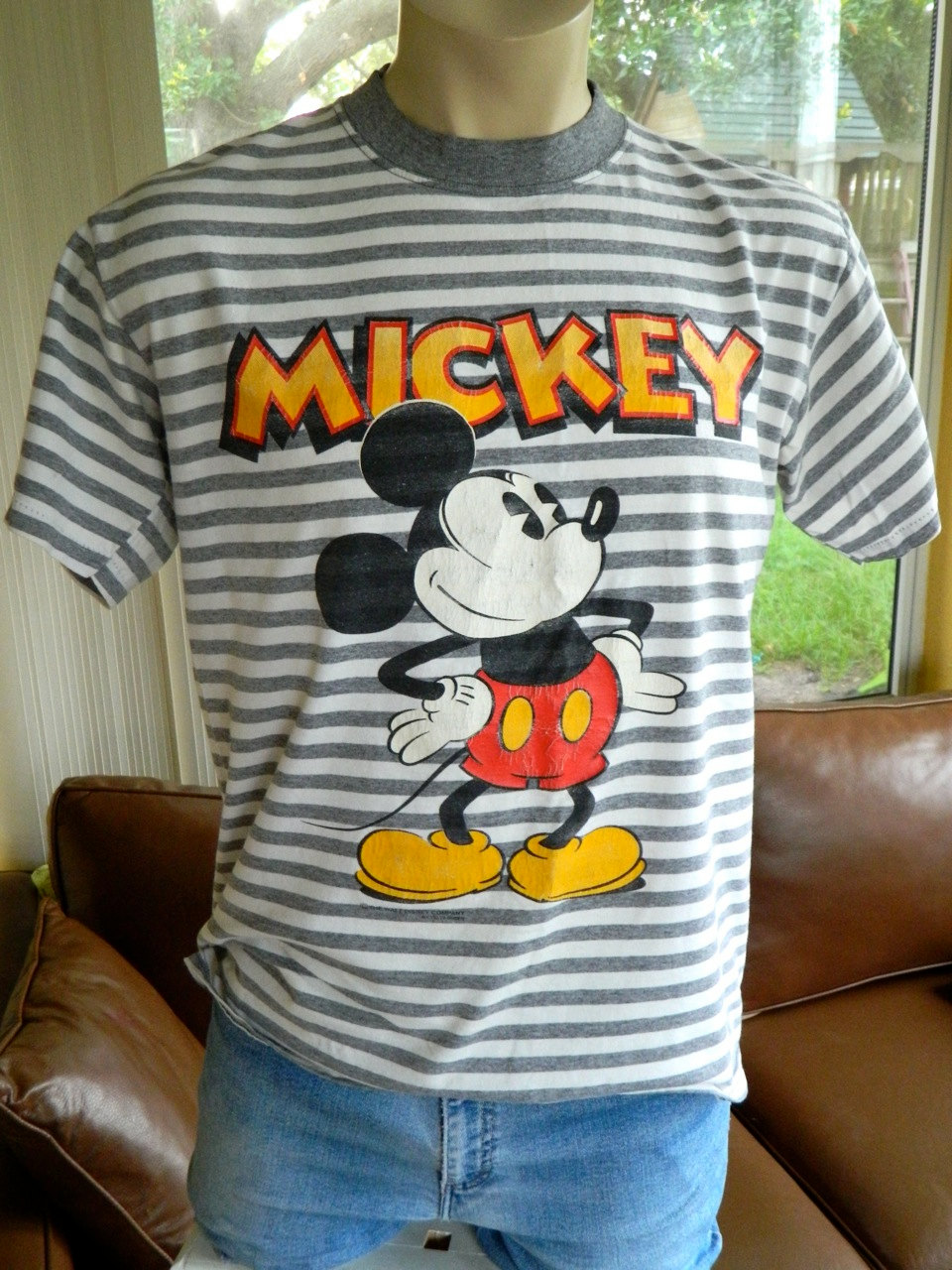 1980s vintage Mickey Mouse Disney striped shirt tee size