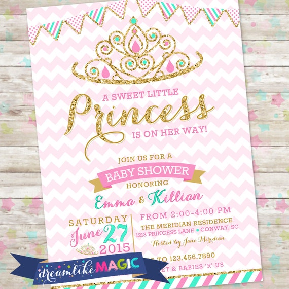 Princess Baby Shower Invitation Royal Princess Invite Pink