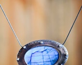 blue labradorite necklace | unique statement necklace | organic silver pendant | morpho butterfly jewelry | ready to ship | by Uruz Metals