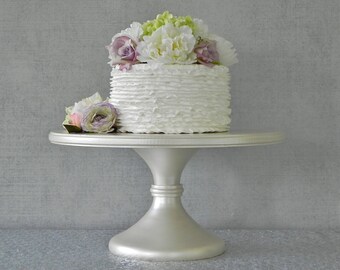 16" Wedding Cake Stand Cupcake Pedestal Ivory Pearl Ivory Cake Stand Rustic Wedding E. Isabella Designs Featured In Martha Stewart Weddings