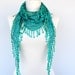 Lace scarf teal green scarf fringe shawl lace head wraps hip scarf summer scarves lace spring scarf skinny scarf gift for her AZURE