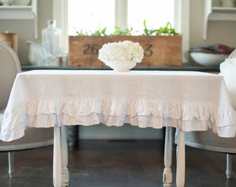 Ruffed Linen Double Ruffled Tablecloth