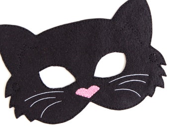 Kids Cat Mask, Black Cat Costume, Felt Mask, Kids Face Mask, Animal Mask, Halloween Costume, Pretend Play, Dress Up, Party Favors, Costume