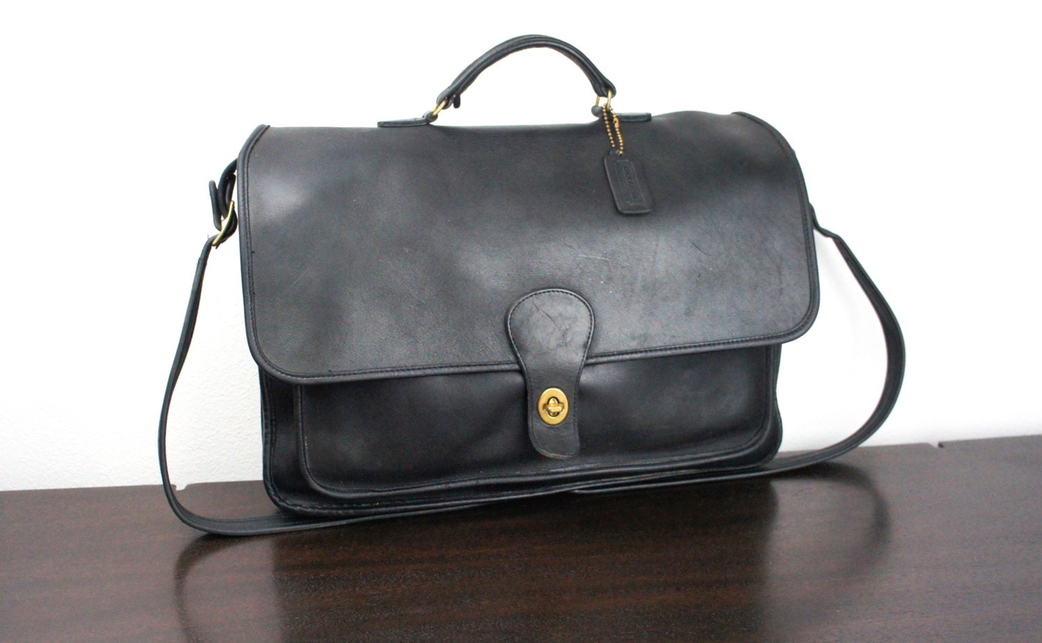 coach briefcase black