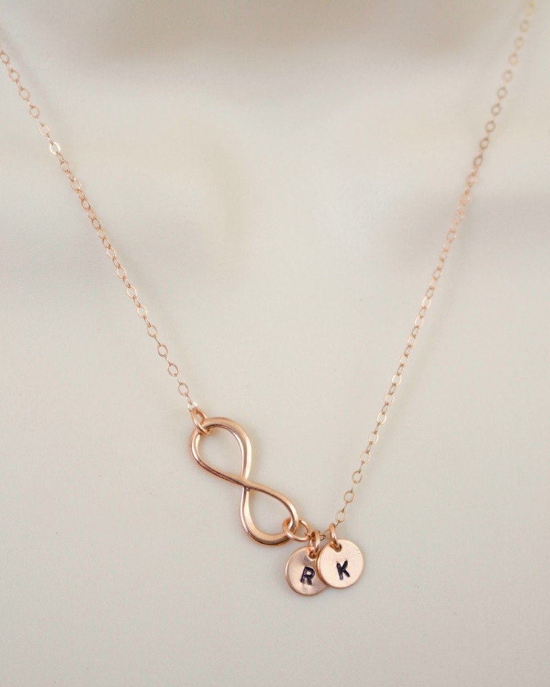 Rose Gold Infinity Necklace Initial Necklace by SnobishDesign