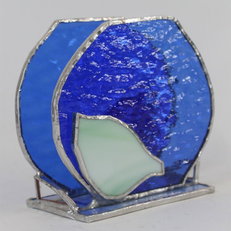 My Blue and Green glass Napkin Holder by osnatfox on Etsy