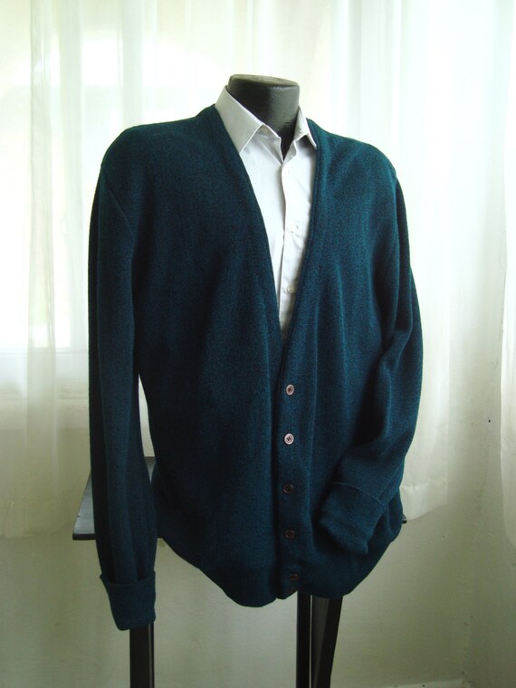Men's Emerald Green Cardigan Sweater By Jantzen Size