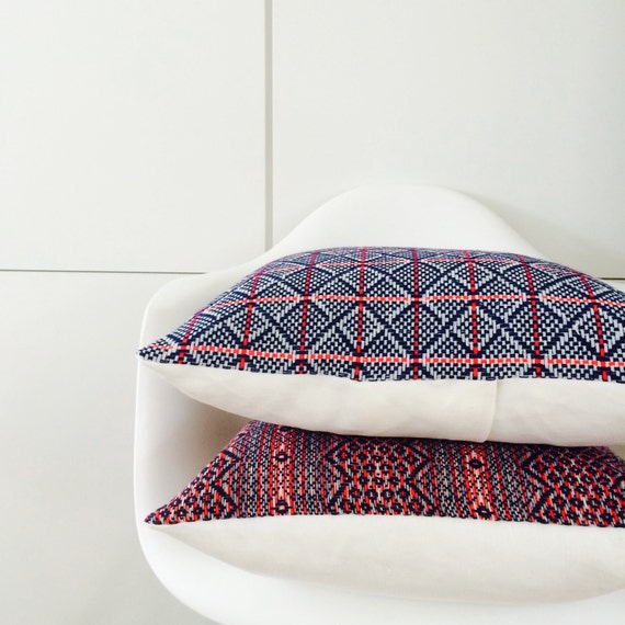 Tribal Blue Mid-Century Pillow Cover 20x20 Square