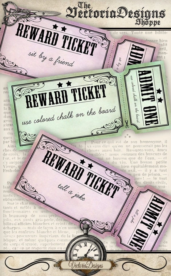 printable reward tickets for teachers elementary school back