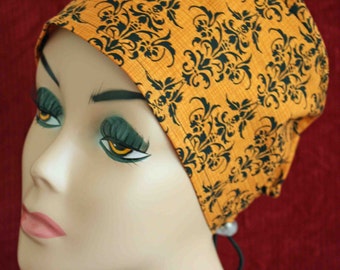 Orange Skull Surgical Cap (biker/chemo/surgical)