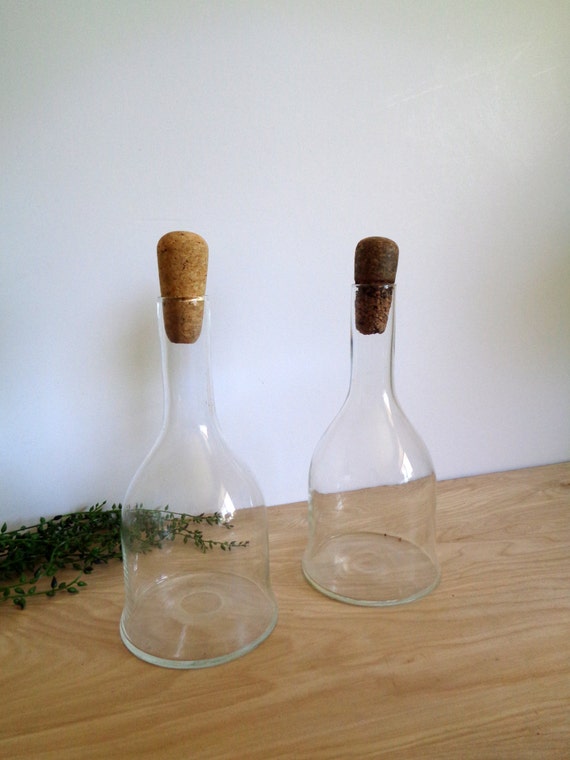 Large Clear Glass Wine Bottles with Cork Lids Vintage Home