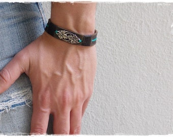 Men's Leather Bracelet, Leaf Leather Cuff Bracelet, Elven Bracelet Cuff, Vine Bracelet Cuff, LARP Norse Cuff, Greek Vine Cuff, Viking Cuff