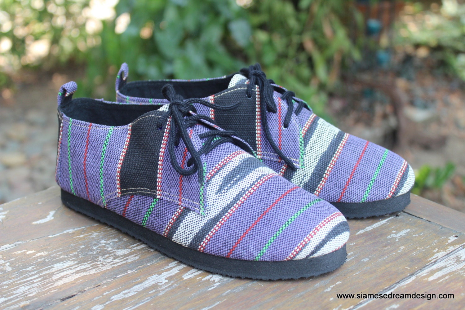Womens Oxford Shoes In Purple Ethnic Karen Hand Woven Cotton