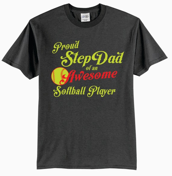 Download Proud STEP DAD of an Awesome SOFTBALL Player Adult T-Shirt