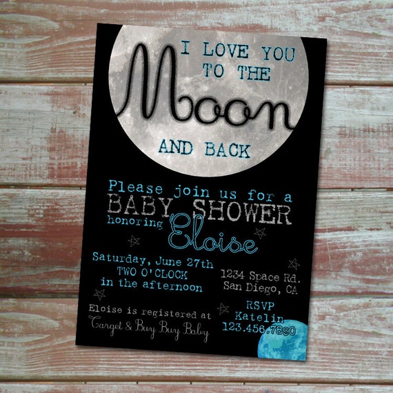 Love You To The Moon And Back Baby Shower Invitations 5