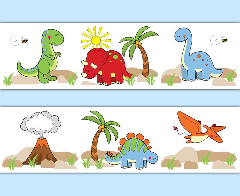 DINOSAUR WALLPAPER BORDER Decal Wall Art Boy TRex Nursery
