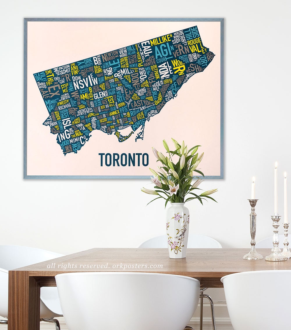 Toronto Neighbourhood Map Poster Or Print Original Artist Of