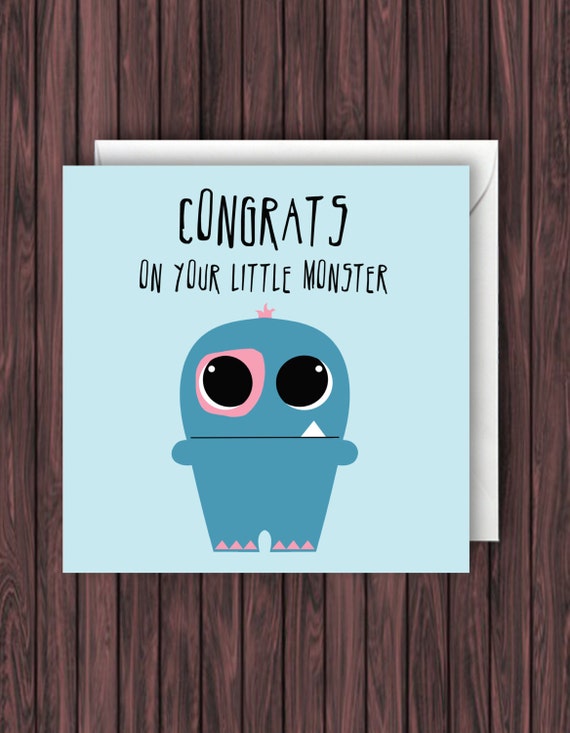 Baby Monster Boy. New Baby Boy Card. by TheDandyLionDesigns