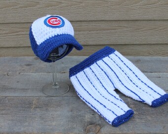 Chicago Cubs Baseball Hat & Pants Set - Newborn Sized