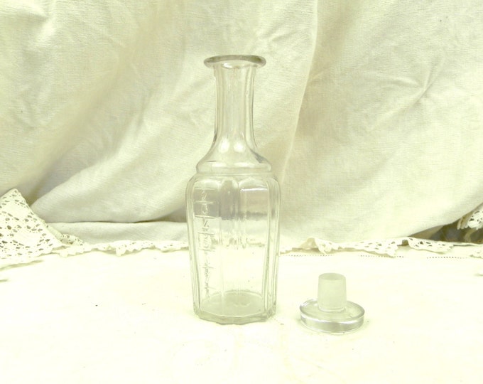 Antique French Graded Glass Medicine Bottle, Perfume Bottle with a Glass Stopper, Retro Wine Decanter from France, Shabby Chateau Chic