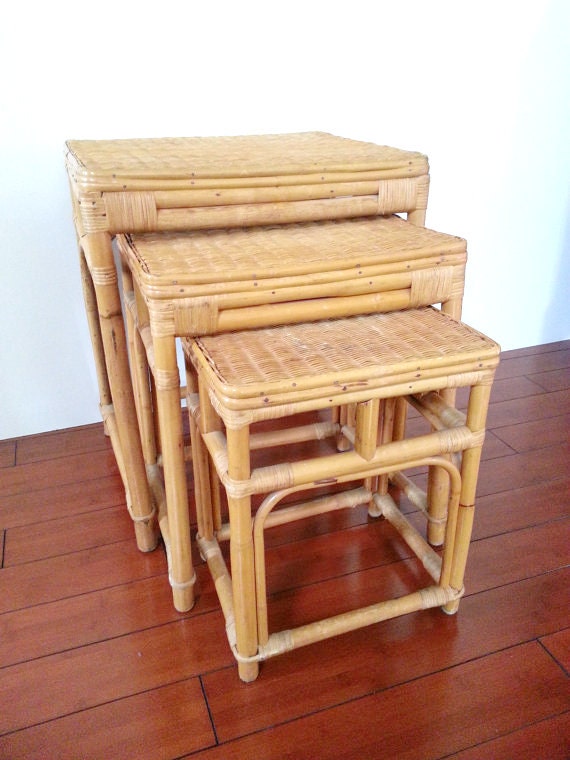 vintage bamboo nesting tables