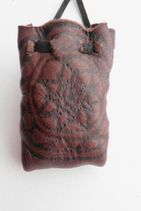 Medicine Bag - Small Brown Leather Medicine Bag - Handburned Pattern ...