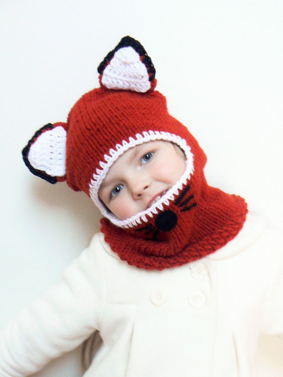 Items similar to Fox Hat, Balaclava Hat, Infant Hats, Kids Winter Hats