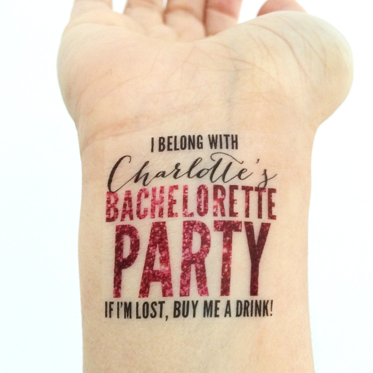 15 Custom Bachelorette Party Temporary Tattoos Pink by LoveAndLion
