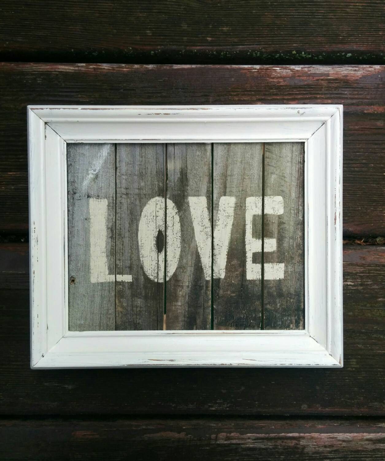 LOVE. hand painted barn wood wall sign by ArtisintheHeart on Etsy