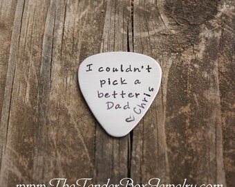 Fathers Day Dads Personalized guitar pick hand stamped stainless pick Guitar pick for dad greatest dad Gift Father's Day