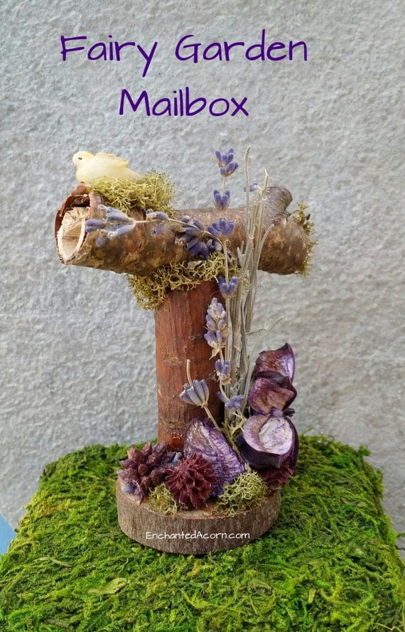 Fairy Garden Mailbox Lavender Fairy Furniture Accessory for