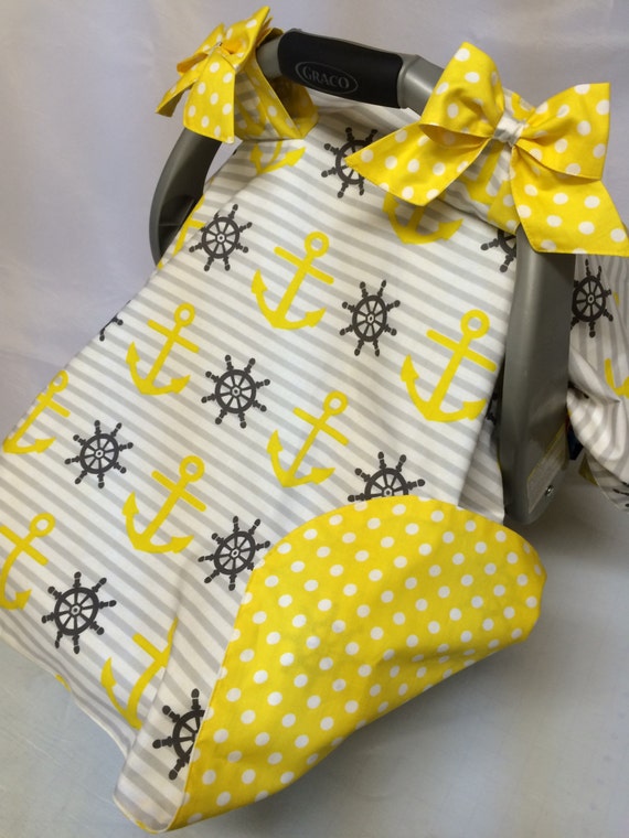 Baby Car Seat Cover Yellow Car Seat Cover Gray Anchor