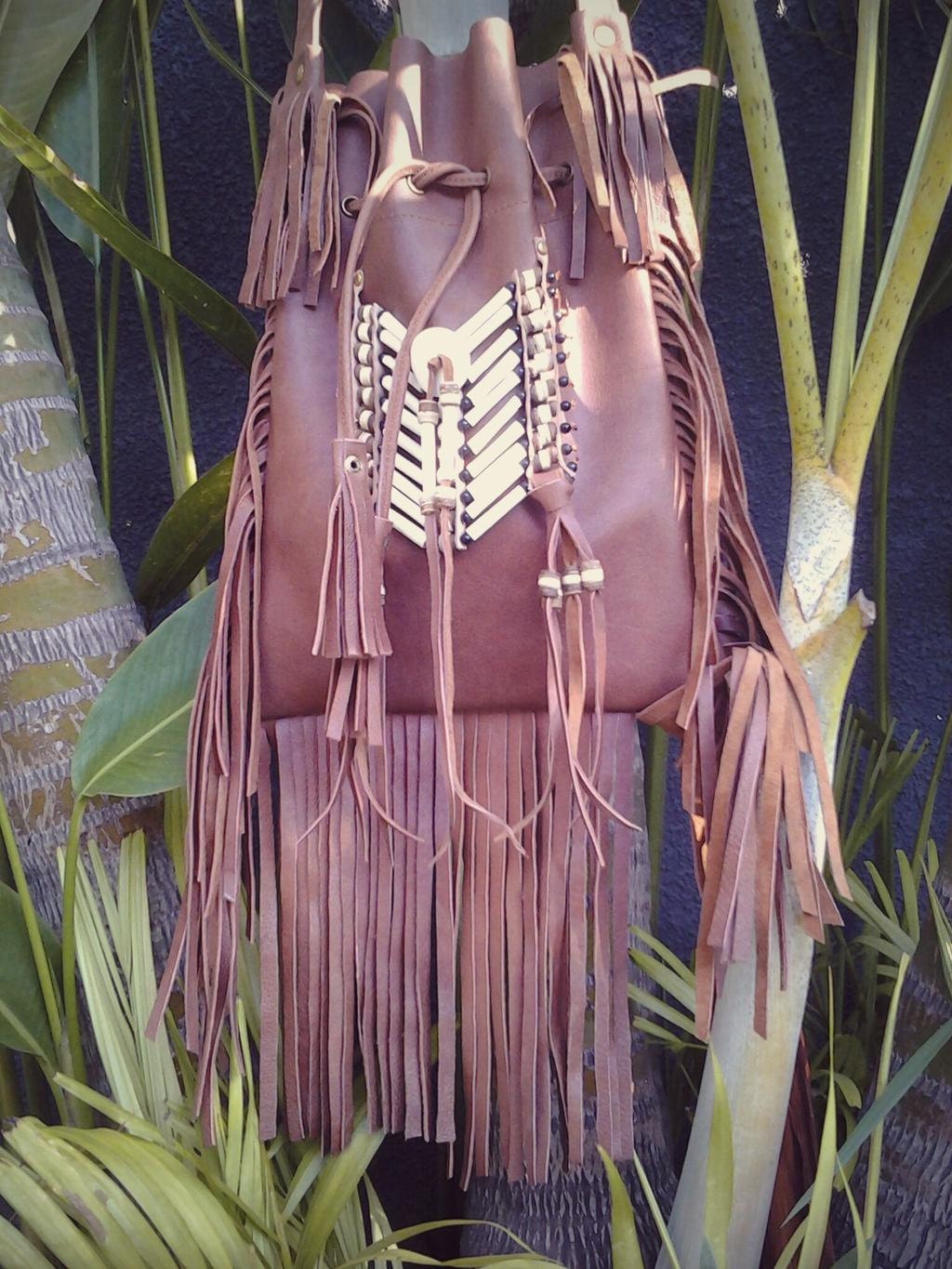 Medium Brown Indian leather Handbag Native American Style