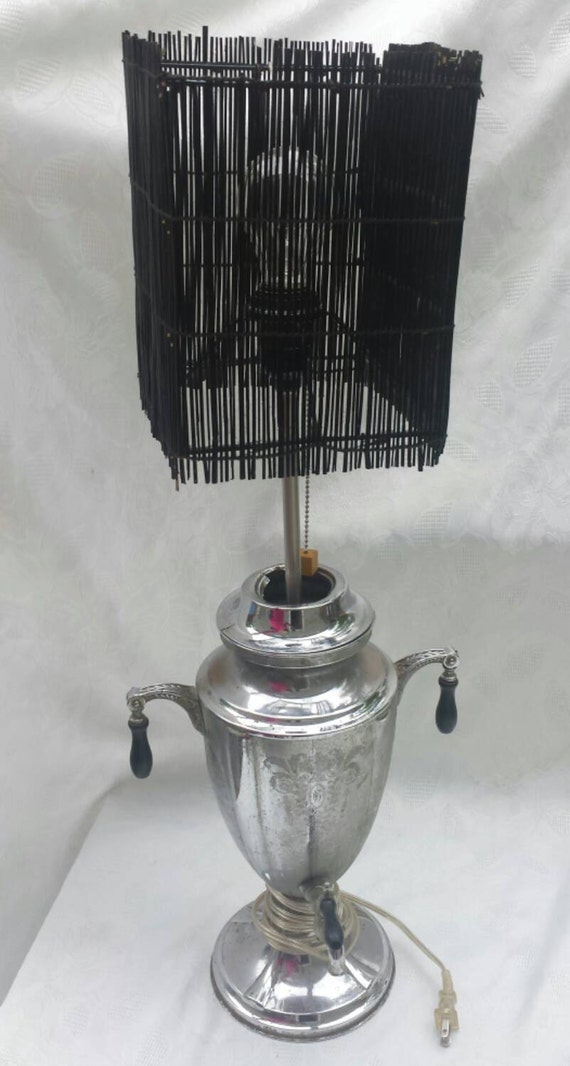 Items similar to Vintage Coffee Pot LAMP Silver Tone Two Handles on Etsy