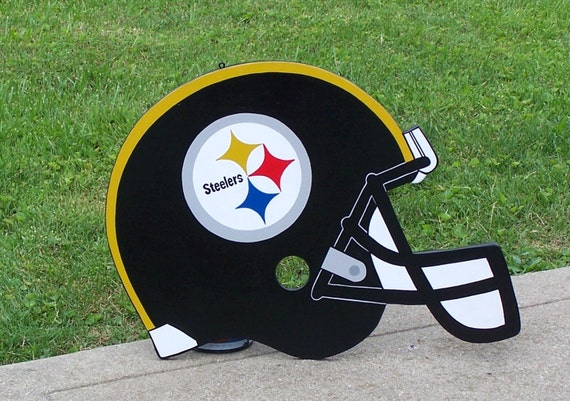 PITTSBURGH STEELERS Helmet Wood Decor Realistic Sign Huge and