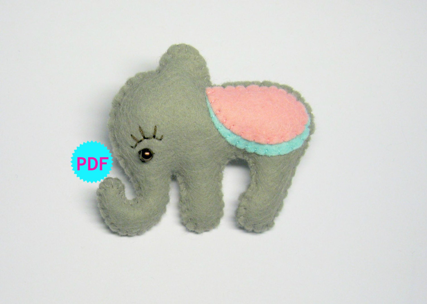 Felt+Elephant+Pattern Felt animal brooch pattern elephant PDF by FeltFamilyPatterns