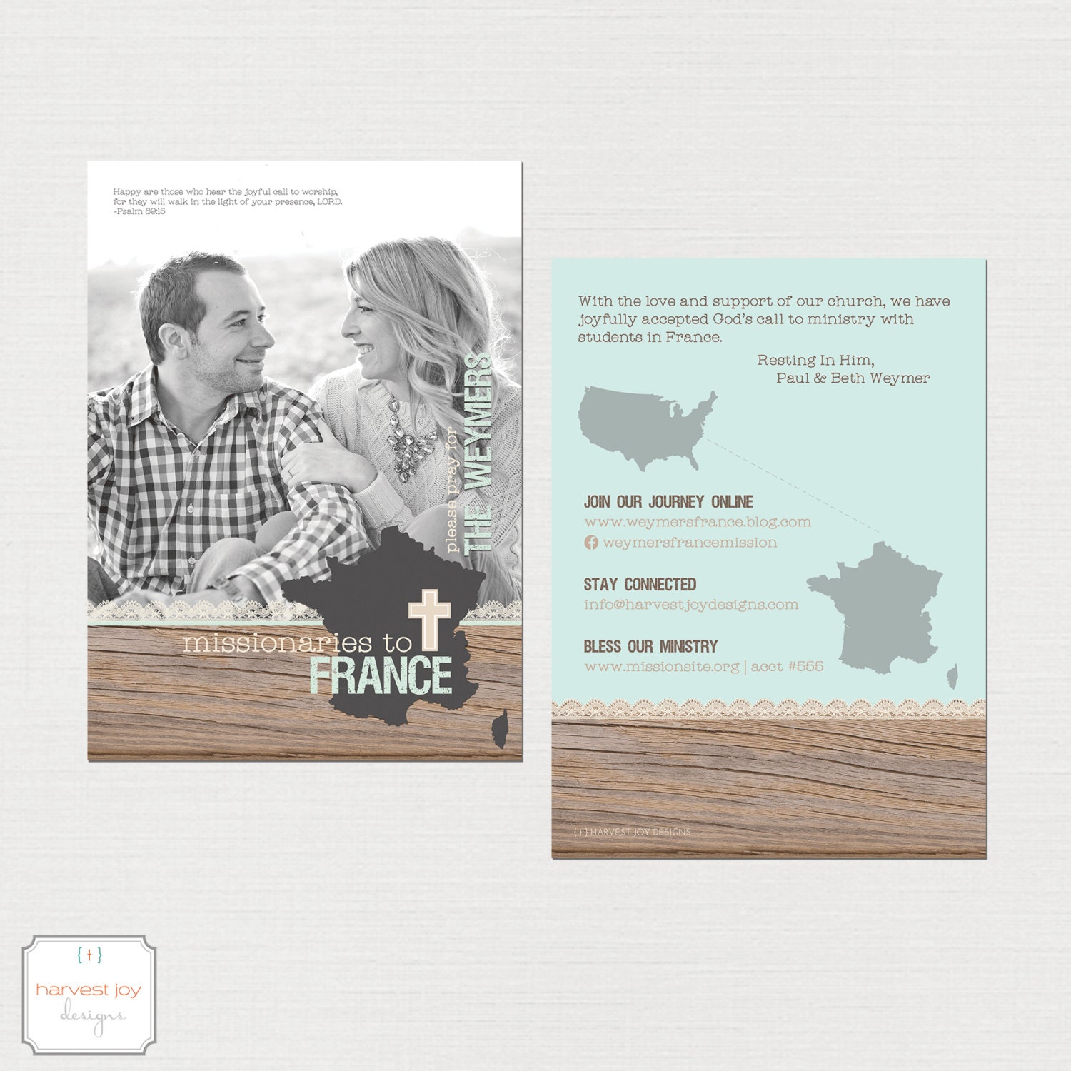 Missionary Prayer Card Fundraising Card Mission Address