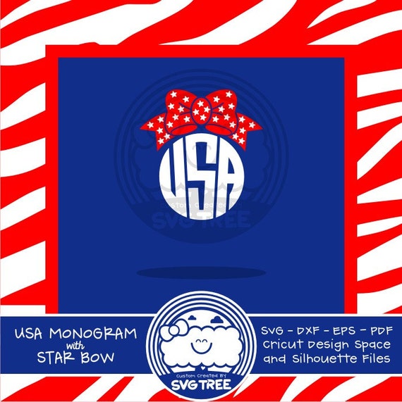 Download USA Patriotic Monogram Red Bow SVG DXF Eps Cricut Files by SVGTREE