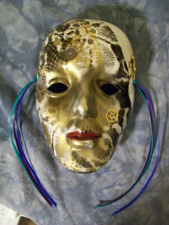 Custom Painted Re-purposed Drama Mask Called Steam Punk