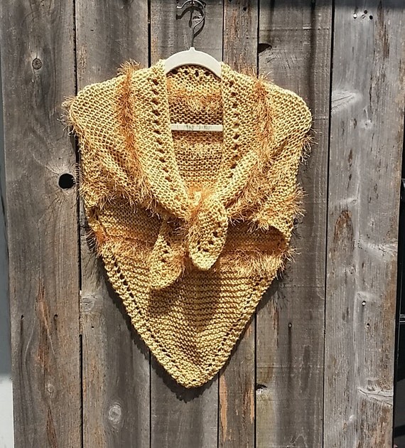 Gold shawl Yellow shawl Gold Wrap Yellow wrap Knit shawl Gold